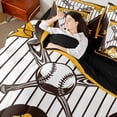 thumbnail image 4 of Castle Fairy Teens Adults Sport Baseball Bedding Comforter Set 7 Pieces,Geometric Stripes Full Bedding Set Lightweight,Ball Gamer Fitted Sheet Flat Sheet,Super Cozy Room Decor,Reversible, 4 of 8