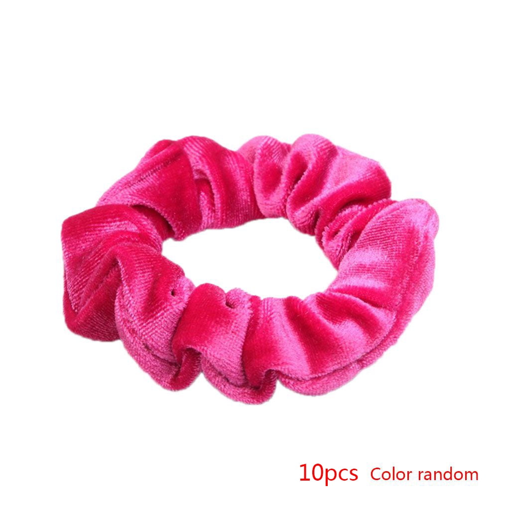 10pcs Women Velvet Solid Elastic Hair Bands Ponytail Holder