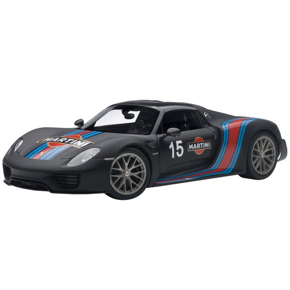 Porsche 918 Spyder Weissach Package Black/ Martini Livery #15 1/18 Model Car by Autoart