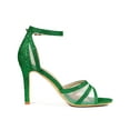 thumbnail image 3 of BLISSFUL STEP Women's Shoes Glitter Ankle Strap Buckle Open Toe Stiletto Heels Sandals Grass Green 10, 3 of 7