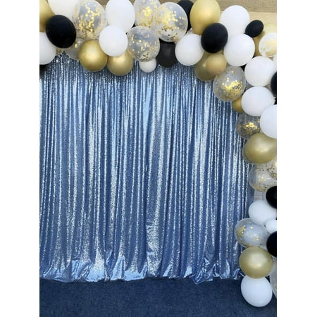 Image of SoarDream 4ft*6.5ft Baby Blue Sequin Backdrop Curtain Glitter Photo Booth Backdrop for Wedding Birthday Baby Shower Event Decor