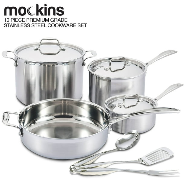 Mockins Premium Grade 10Piece Stainless Steel Cookware Set Pots Pans