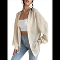 thumbnail image 3 of Cárdigan de Larga para Mujer, Suéter de Punto Suave Albaricoque XXL, 3 of 8