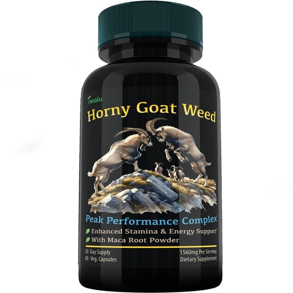 iwalu Horny Goat Weed | Functional Vitality with Maca - Natural Supplement for Energy, Circulation, Joint & Bone Health - 60 Vegan Capsules | NSF Certified & USA Made