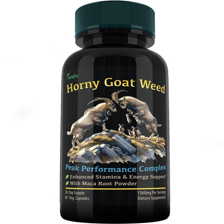 iwalu Horny Goat Weed | Functional Vitality with Maca - Natural Supplement for Energy, Circulation, Joint & Bone Health - 60 Vegan Capsules | NSF Certified & USA Made