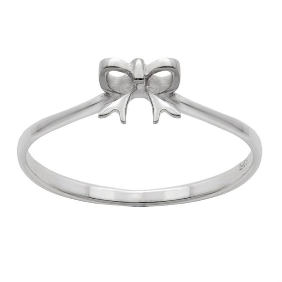 Silverly Women's 925 Sterling Silver Thin Small Bow Ribbon Wire Knot Stackable Band Ring