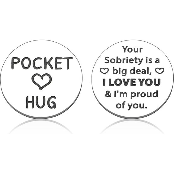 Sobriety Gifts for Women, Men, One Year Sober Gifts, Sober Coin with Keychain, Anniversary Steel Gifts for Boyfriend Husband Son Daughter Him Her Recovery Gifts Double-Sided