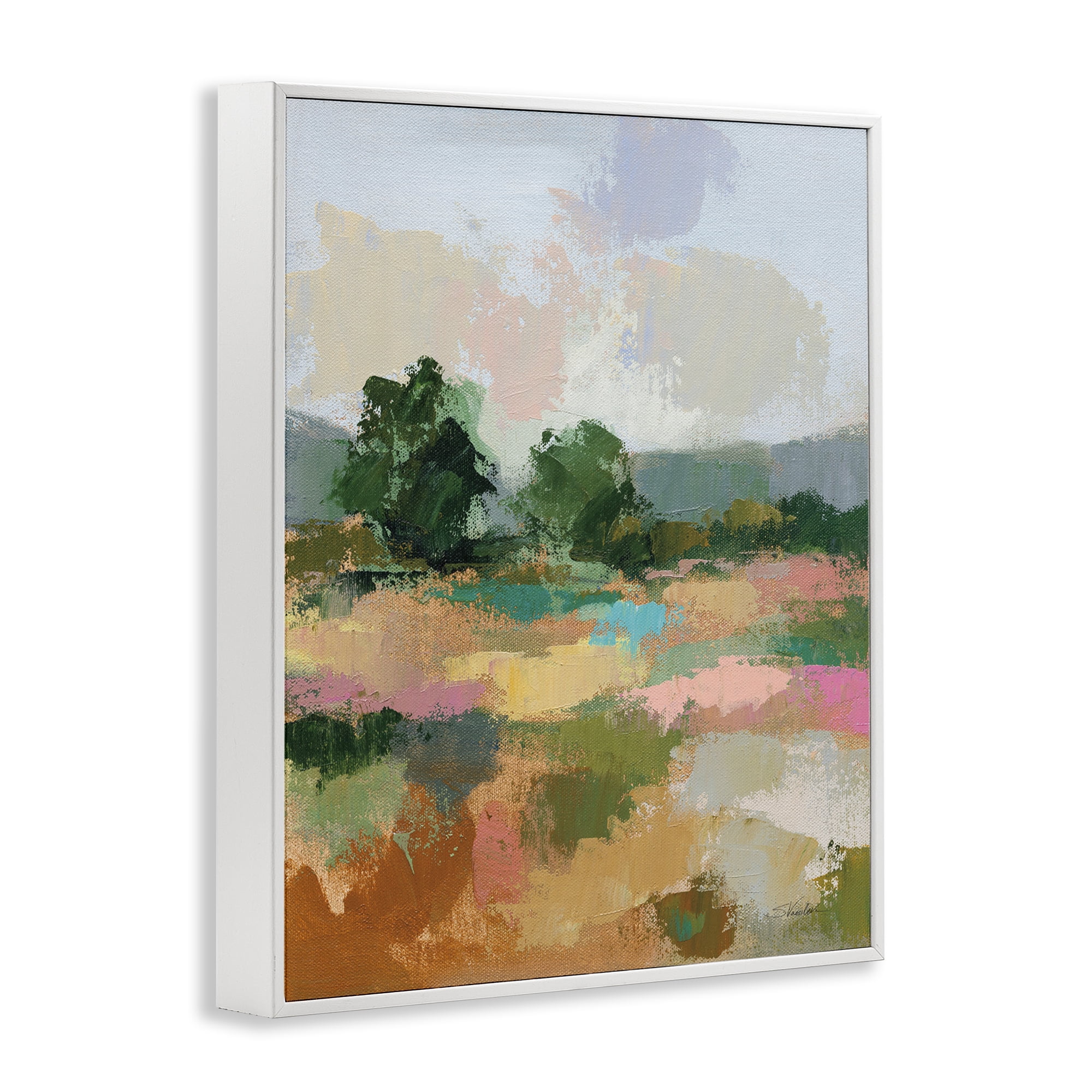 Stupell Industries Abstract Spring Landscape Landscape Painting White Framed Art Print Wall Art, 16 x 20