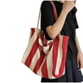 thumbnail image 4 of Hxlamzoo Women's Striped Canvas Tote Bag - Large Capacity Casual Shoulder Bag for Daily Commute & Travel, Soft Lightweight Durable All-Season Versatile Purse, 4 of 4