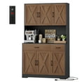 thumbnail image 6 of Homfa 71" Kitchen Pantry with Charging Station, Freestanding Cupboard with Adjustable Shelves, Floor Cabinet for Dining Room, Black&Brown, 6 of 7