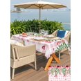thumbnail image 4 of Outdoor Tablecloth with Umbrella Hole and Zipper, Valentine's Day Rectangle Table Cloth 54x80 Inch Waterproof Tablecloth, Pink Red Roses Love Heart Eucalyptus Plaid Picnic Table Cover for Patio, 4 of 7