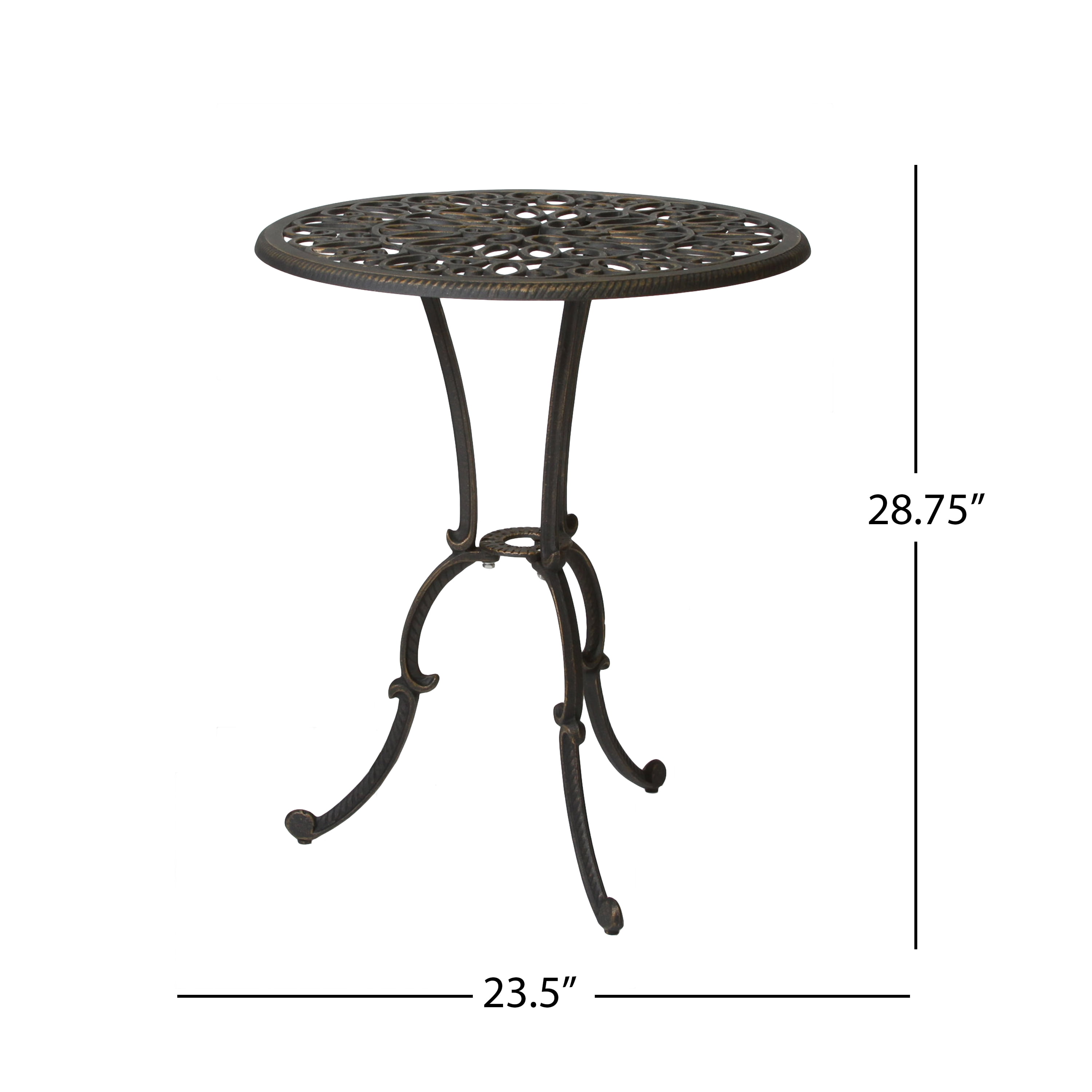 Aluminum 3-Piece Outdoor Bistro Set, Black and Gold