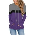 thumbnail image 2 of Womens Long Sleeve Hoodie Sweatshirt Contrast Hooded Drawstring Color Block Top, 2 of 4