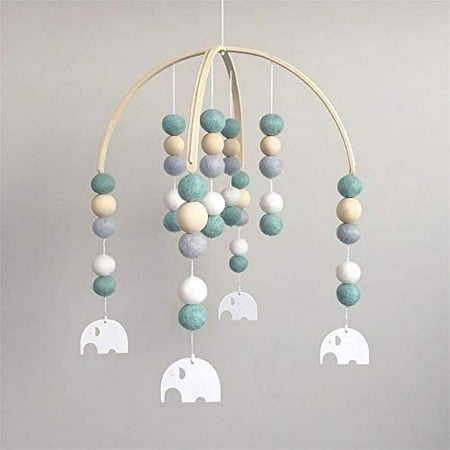 

Baby Crib Mobile Wind Chime Rattle Toy Newborn Nursery Hanging Bed Bell Wooden Ornament Gift For Baby Girls Or Boys (Green + Elephant Pendant)