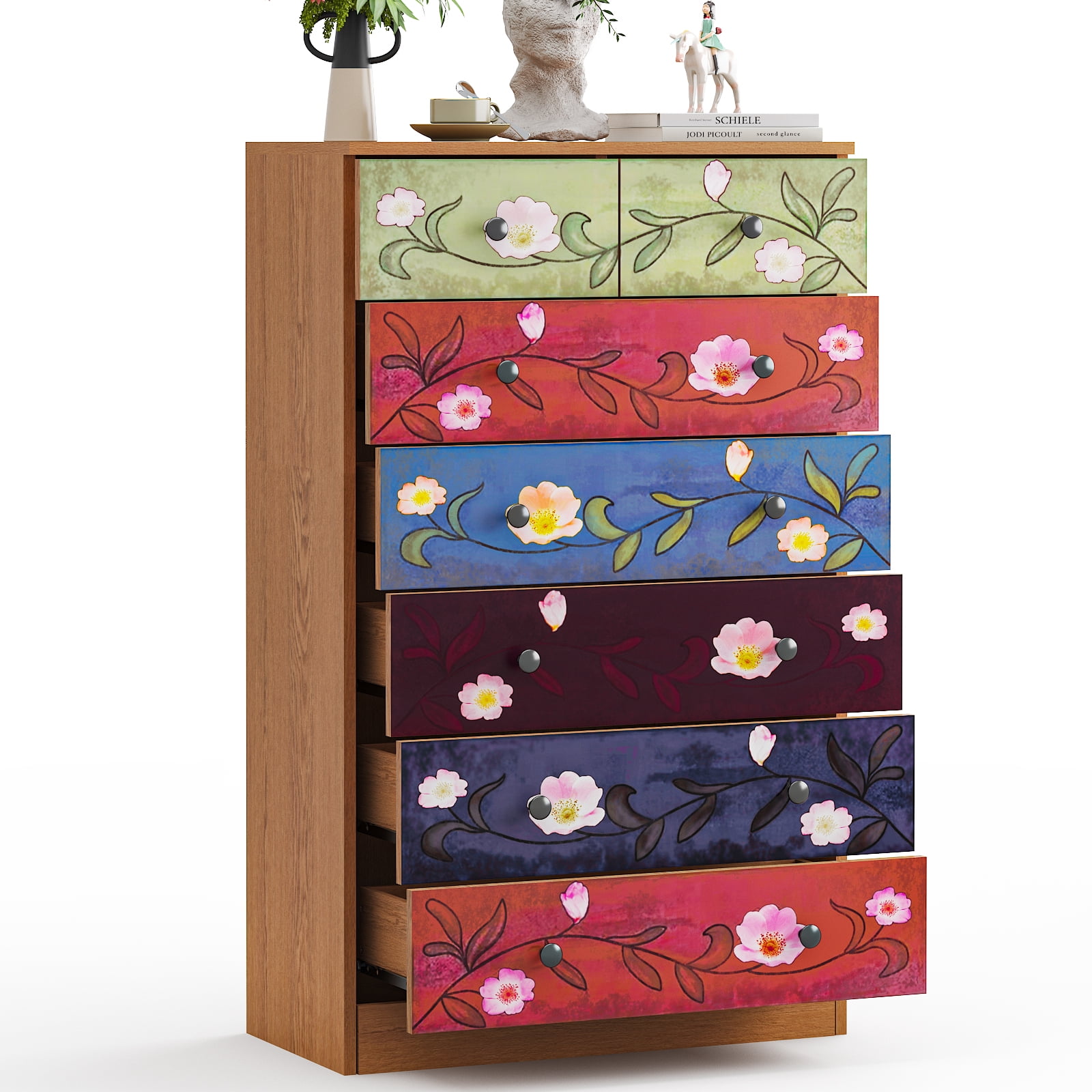 Ktaxon Wood 7-Drawer Dresser Tall Chest Organizer Unit with Wood