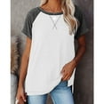thumbnail image 5 of SHIBEVER T Shirts for Women Tops Summer Casual Short Sleeve Tunic Tops Loose Color Block Tops for Women Side Split Crew Neck Ladies Tops Blouses White XXL, 5 of 5