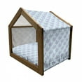 thumbnail image 2 of Whale Pet House, Cartoon Animal with Smile and Swirled Design Inhabitants of the Deep Ocean Theme, Outdoor & Indoor Portable Dog Kennel with Pillow and Cover, 5 Sizes, Pale Blue Muave, by Ambesonne, 2 of 5