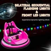 Track Seven 12V Bumper Car for Toddlers, Kids Electric Bumper Car with Remote Control, LED Lights, Bluetooth, 360°Spin, Ride on Toy Car for Boys Girls Aged 2+, Rose Red