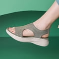 thumbnail image 5 of LOVZFMLL Women's Sandals Fashion Rhinestone Glitter Comfort Walking Hiking Wedge Sandals with Arch Support Summer Casual Outdoor Footwear Army Green 6.5, 5 of 9