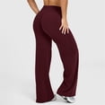 thumbnail image 5 of HKYNLAG Women Wide Leg Leggings Bottoms High Waist Gym Workout Leggings Stretch Casual Straight Leg Yoga Pants Wine L, 5 of 5