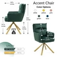 thumbnail image 2 of Swivel Accent Chair, Upholstered Armchair with Metal Legs and High Backrest, Modern Swiveling Chair with Square Armrest and Thicken Seat Cushion for Home Office (Green,Velvet), 2 of 6
