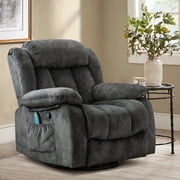 Bonzy Home Massage Swivel Recliner Chair with Heat and Vibration Manual Rocker Recliner, Gray