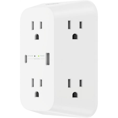Belkin 6-Outlet Surge Protector Power Strip, UL-listed, Wall-Mountable w/ 6 AC Outlets, Overvoltage Protection, LED Indicator - USB-C & USB-A Ports w/ USB-C PD Fast Charge