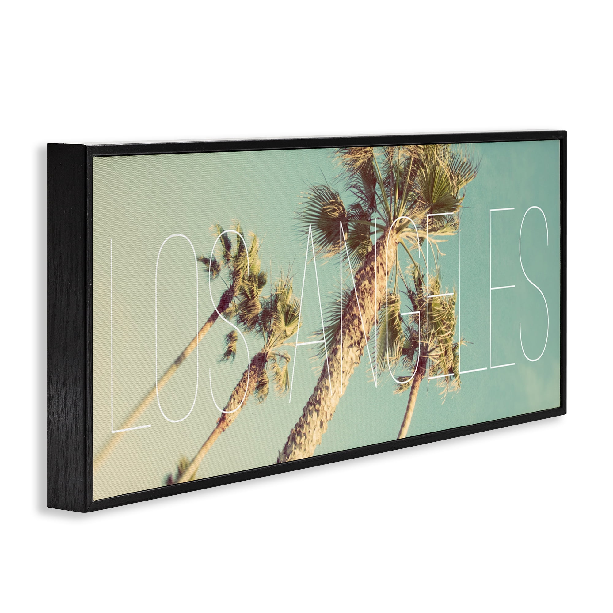 Stupell Industries Los Angeles Palms Town & City Painting Black Framed Art Print Wall Art, 24 x 10