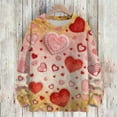 thumbnail image 2 of Nokdvo Woman Sweatshirt Trendy Valentines Day Love Heart Print Graphic Round Neck Pullover Top Fall Winter Casual Knitted Loose Fit Pullover Sweatshirts,Yellow 2XL, 2 of 4