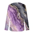 thumbnail image 5 of JSheng Women's Long Sleeve Tops Plus Size Fashion Printing Casual Round Neck Button Loose Pullover T-shirt for Daily Wear Purple L, 5 of 5