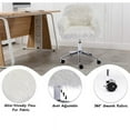 Sesslife Cute White Fluffy Desk Chair for Girls Women, Comfy Modern