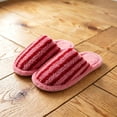 thumbnail image 6 of Samdudou House Slippers for Women Fuzzy Striped Pattern Closed Toe Slip On Plush Warm Indoor Bedroom Flat Footwear for Daily Home Lounging, 6 of 6