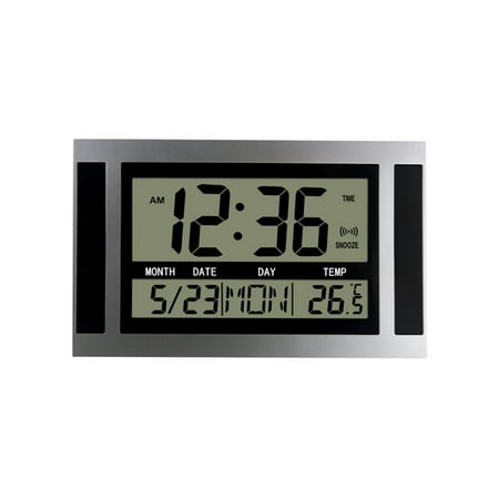 Rvasteizo Large-Screen LCD Ultra-Quiet Electronic Wall Clock, Date, Time, Alarm Clock, Temperature Display, Aniversary Reminder Timer For Desktop/Wall