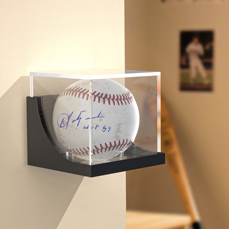 Baseball Display Case Wall Mount, UV Protected Clear Acrylic Baseball  Holder, Baseball Case Display for Balls with Metal Base