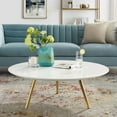 thumbnail image 3 of Modway Lippa 40" Round Wood Top Coffee Table with Tripod Base in Gold/White, 3 of 3