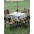 thumbnail image 4 of Outdoor Tablecloth with Umbrella Hole for Patio/Picnic/Party/Camping, Blue Jellyfish Coastal Waterproof Table Cloth Square Cover Washable, Beach Starfish Nautical Coral Shell (54"x 54"), 4 of 8