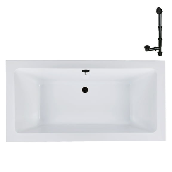 Streamline N-4160-718-ORB 72 in. x 36 in. Acrylic Soaking Drop-In Bathtub in Glossy White, With External Drain in Matte Oil Rubbed Bronze