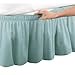 thumbnail image 3 of Collections Etc Wrap Around Bed Skirt, Easy Fit Elastic Dust Ruffle, Green, Queen/King, 3 of 4