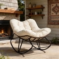 thumbnail image 5 of Ktaxon Oversized Rattan Papasan Chair,  Steel Wicker Rocking Seating with Thick Padded Cushion for Patio, Living Room, Backyard, Porch, Beige, 5 of 11