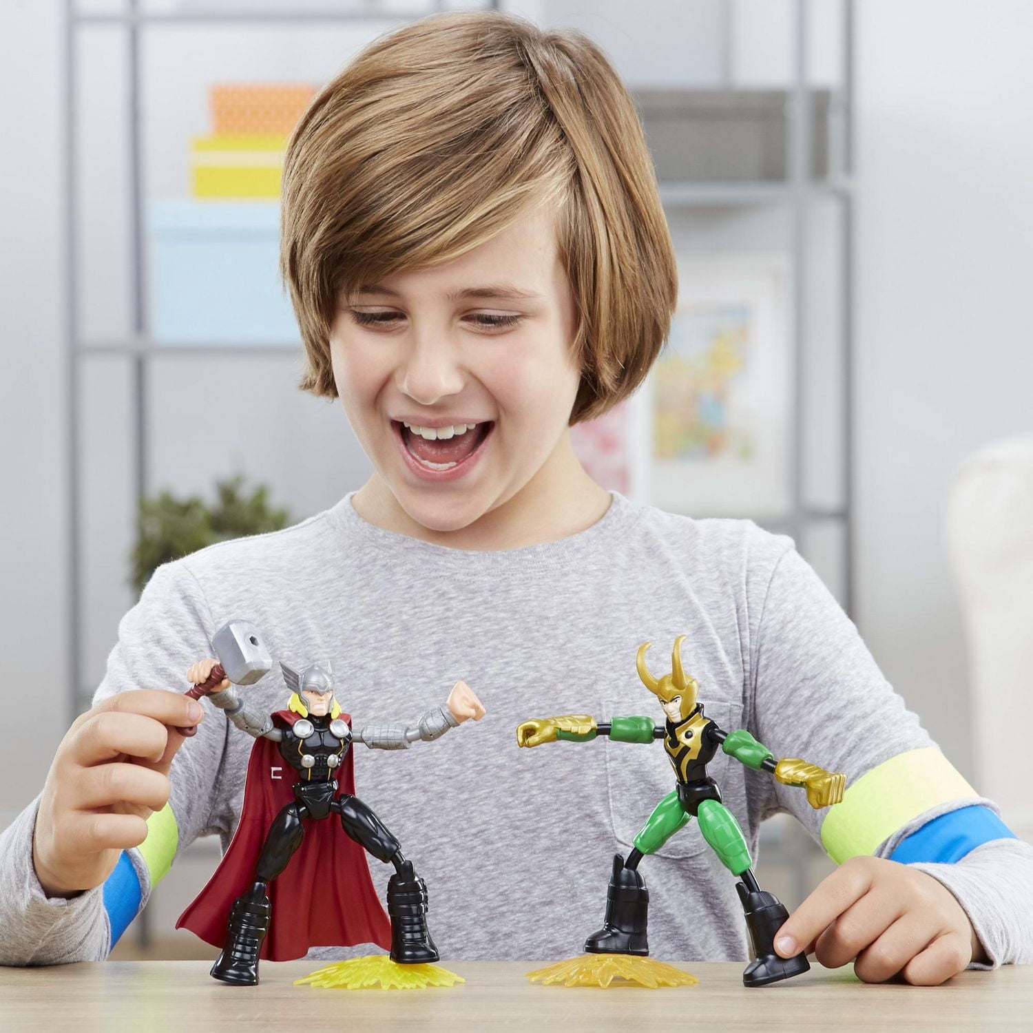 Marvel Avengers Bend and Flex Thor Vs. Loki Action Figure Toys, 6-Inch Flexible Figures, Includes 2 Accessories, Ages 4 And Up
