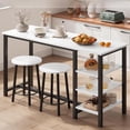 thumbnail image 1 of Counter Height Bar Table Set with Storage Shelves, 3-Piece Compact Space Saving Dining Set for Small Apartment, Kitchen Nook, or Office, 1 of 7