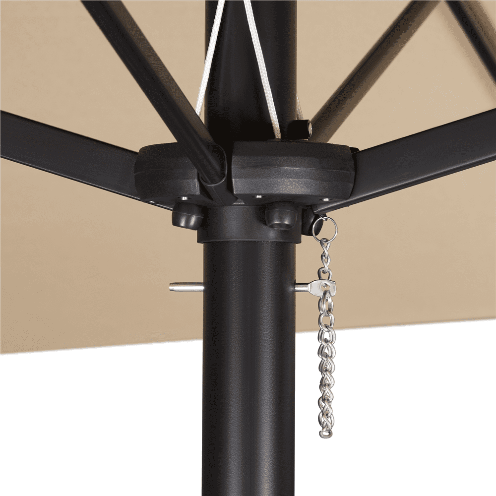 Renwick 15ft Double-Sided Twin Patio Outdoor Umbrella with Base, Tan