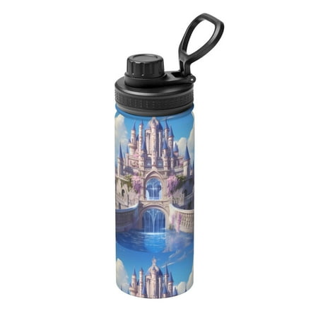 

Tebeau Majestic Fantasy Castle Print Water Bottle 18oz Sports Insulated Kettle Stainless Steel Outdoor Drinking Bottles Fashion Travel Cup