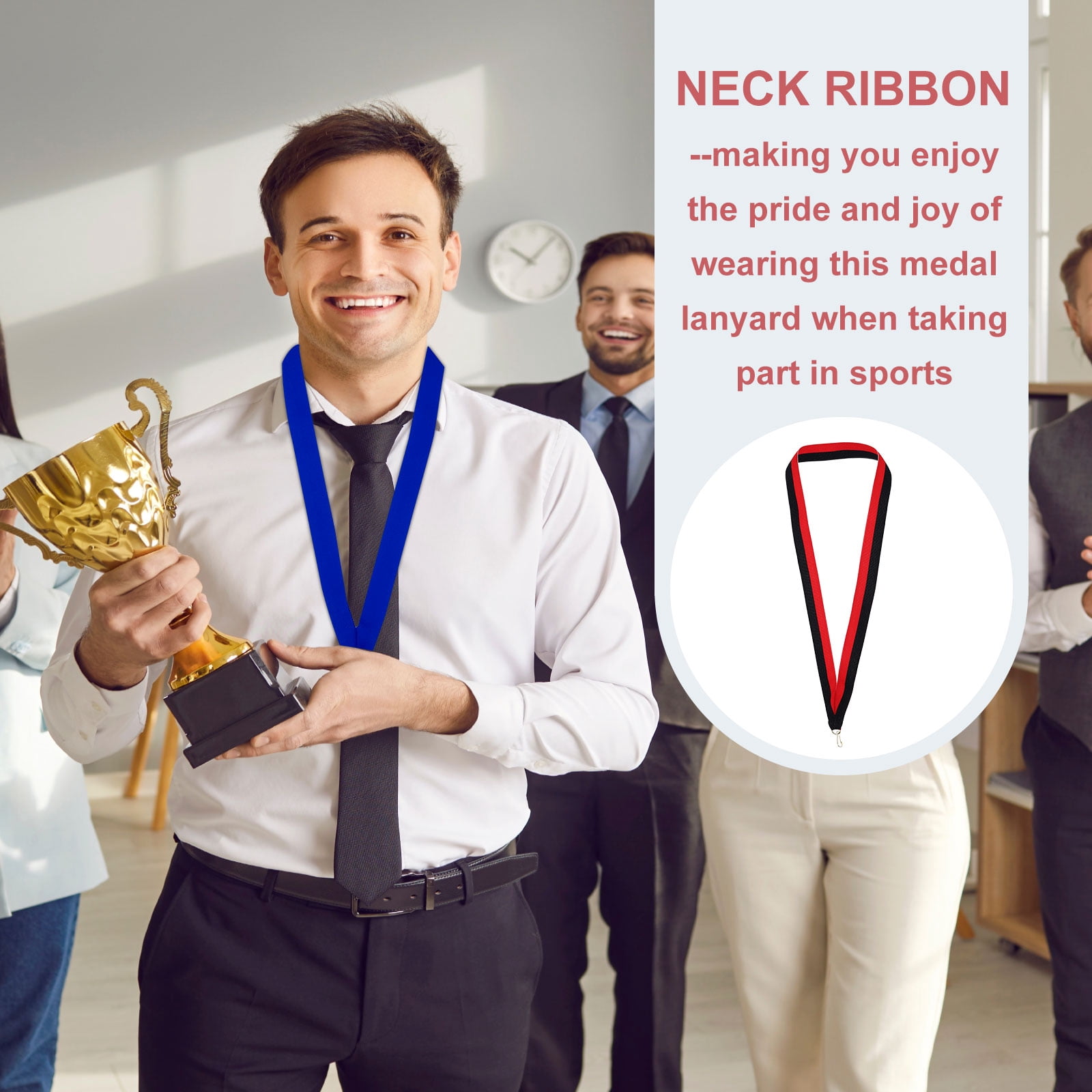 Uxcell Award Neck Ribbons with Snap Clips Polyester Medal Lanyards for Competitions Black/Red 100 Pack