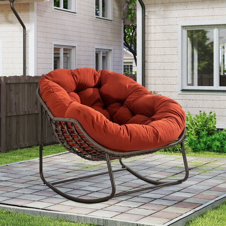 Villeston Oversized Patio Rocking Chair, Indoor Egg Rocker with