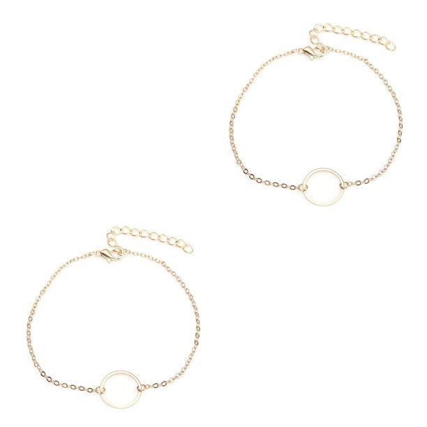 Tobillera Círculo universal Qarigey Joyería estética Pulseras de tobillo Oro 2piezas