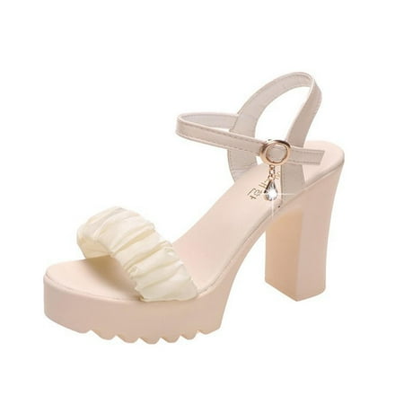 

Women Sandals clearance for Juebong Women s Platform Chunky High Heels Dress Sandals Peep Toe Ankle Strap Wedding Party Evening Shoes for Women Bride