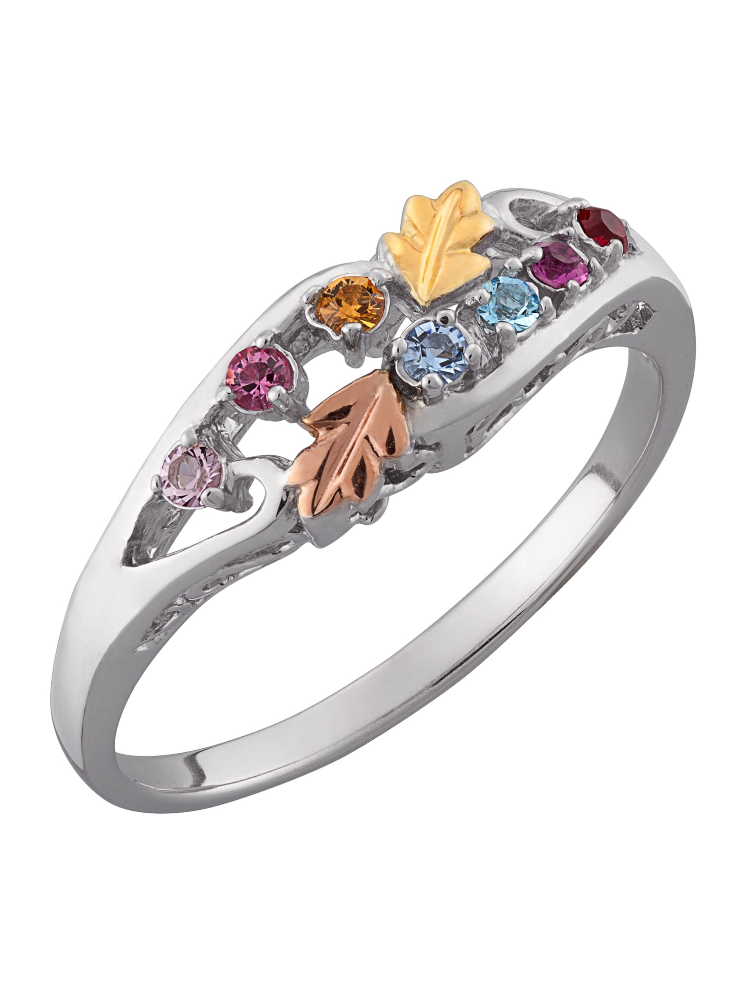 Family Jewelry Personalized Planet Mother's Sterling Silver Tri-Color Birthstone Ring ,Women's