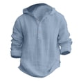 thumbnail image 4 of EnJoCho Boys Cotton Linen Hooded Shirt Long Sleeve Half Button Beach Top Breathable Summer Vacation Surf Style, 4 of 4