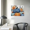 thumbnail image 3 of Nawypu Thanksgiving Canvas Wall Art Prints Painting Blue White and Orange Pumpkin Fall Modern Frame Wall Decorative Artwork Ready to Hang for Living Room, 3 of 4